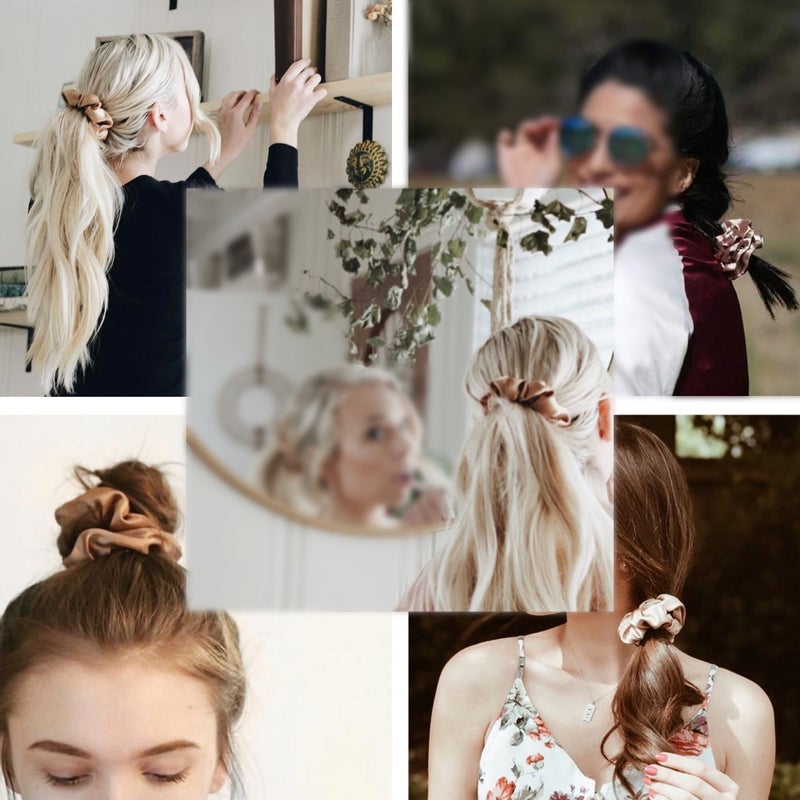 Simnice 60 Colors Silk Large Satin Hair Scrunchies Elastic Hair Bobbles Ponytail Holder Hair Scrunchy Vintage Hair Ties Accessories for Women Girls - Image 4